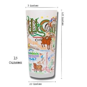 Catstudio Wyoming Drinking Glass 15oz Frosted Cowboy State Geography Jackson‎